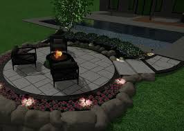 Nighttime Fire Pit Patio Design